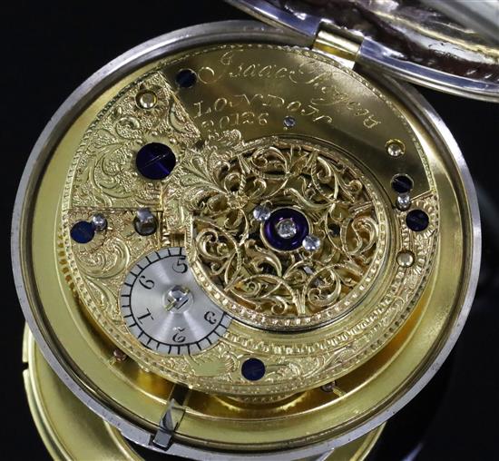 Isaac Rogers, London, a George III silver pair-cased verge keywind pocket watch, No. 20126, with original watch paper,